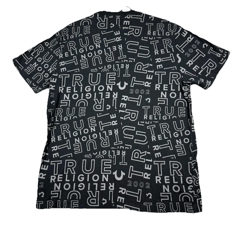 True Religion Shirt Mens‎ XL Short Sleeve Crew Neck Lightweight All Over Print